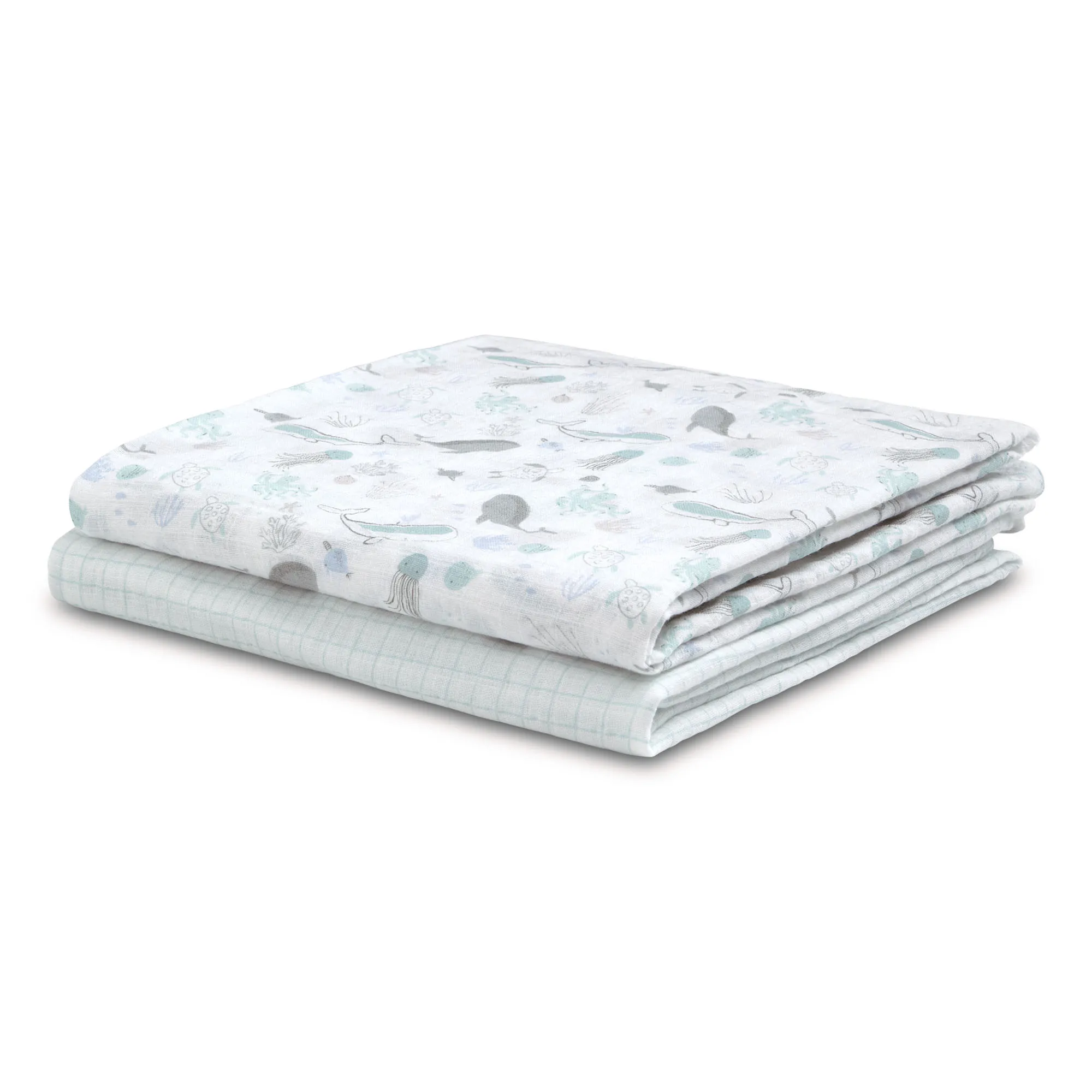 100% Cotton Muslin Baby Receiving Blankets - 2 Pack