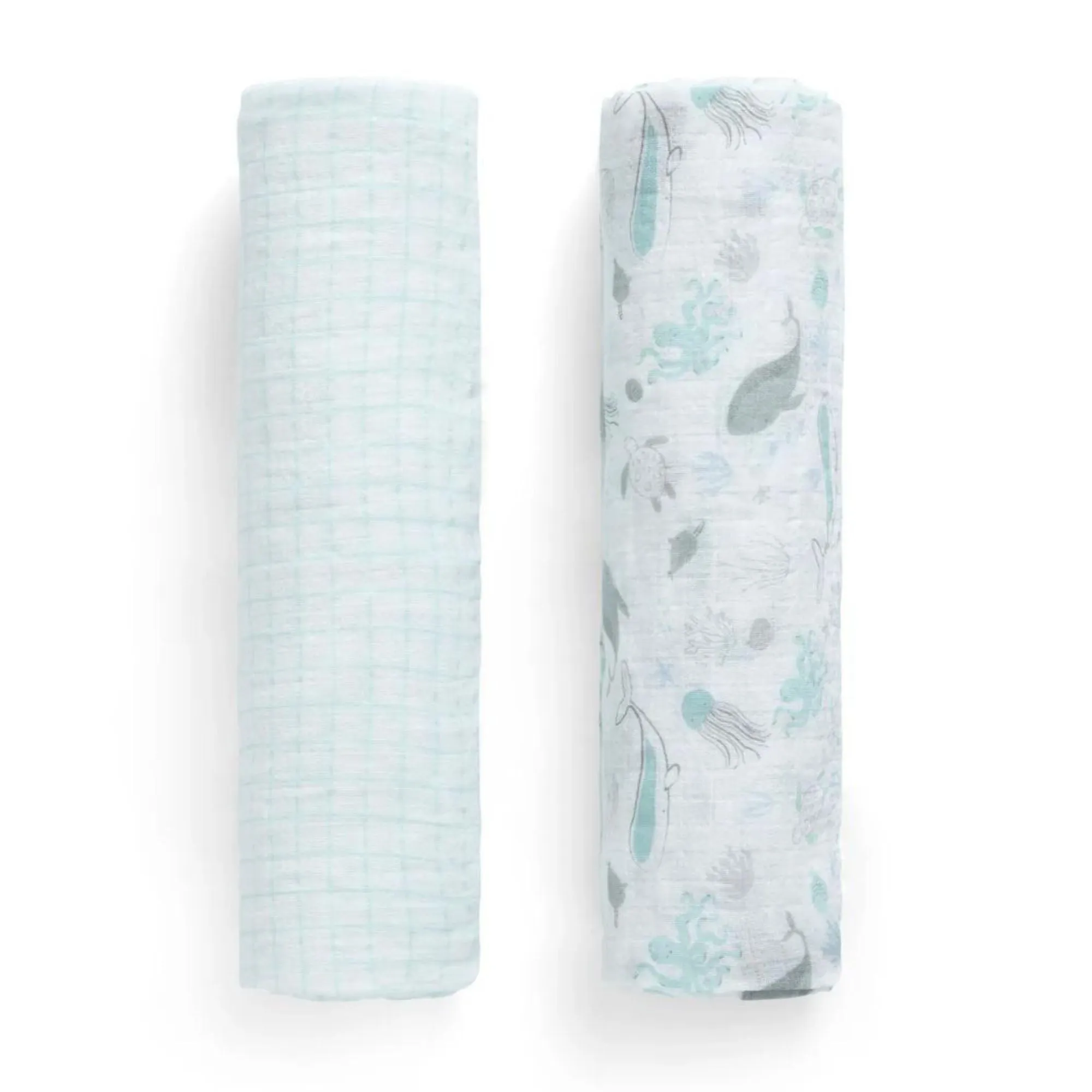 100% Cotton Muslin Baby Receiving Blankets - 2 Pack