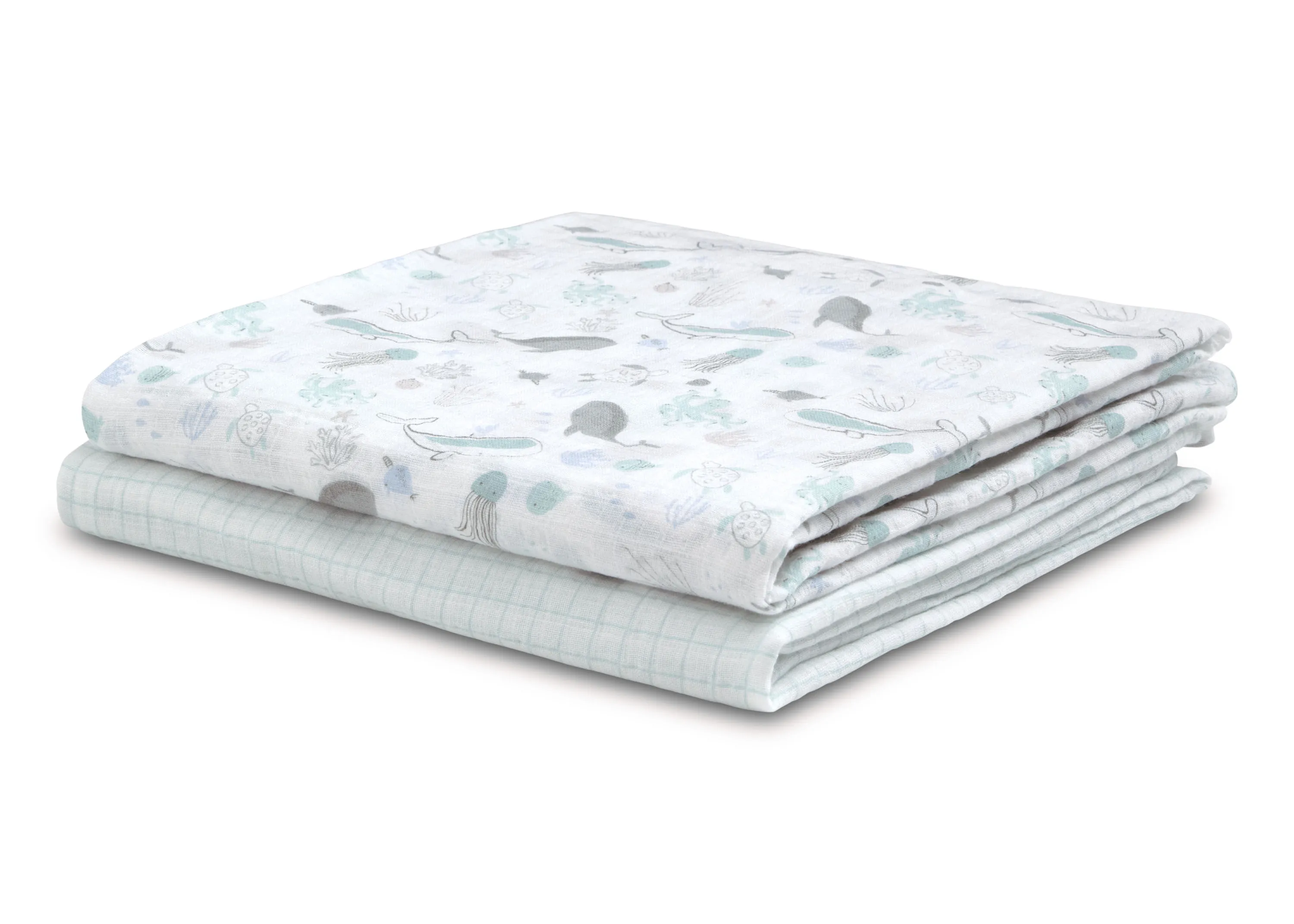 100% Cotton Muslin Baby Receiving Blankets - 2 Pack