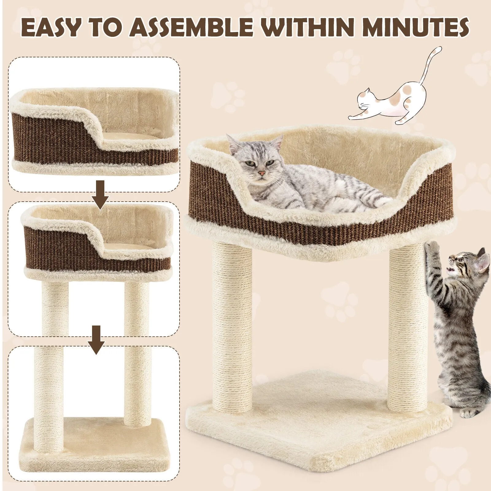 16"  Multi-Level Cat Tree - Beige