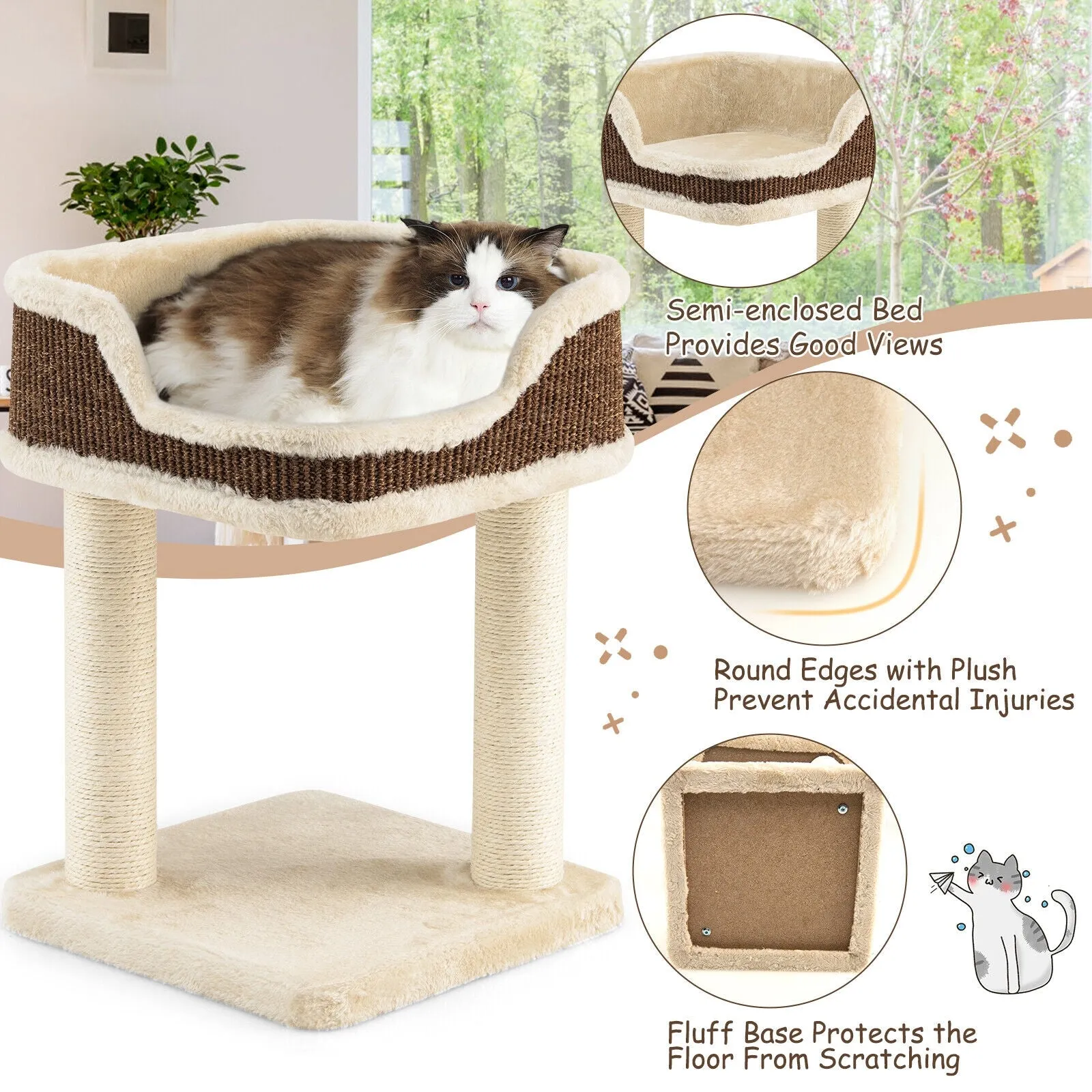 16"  Multi-Level Cat Tree - Beige