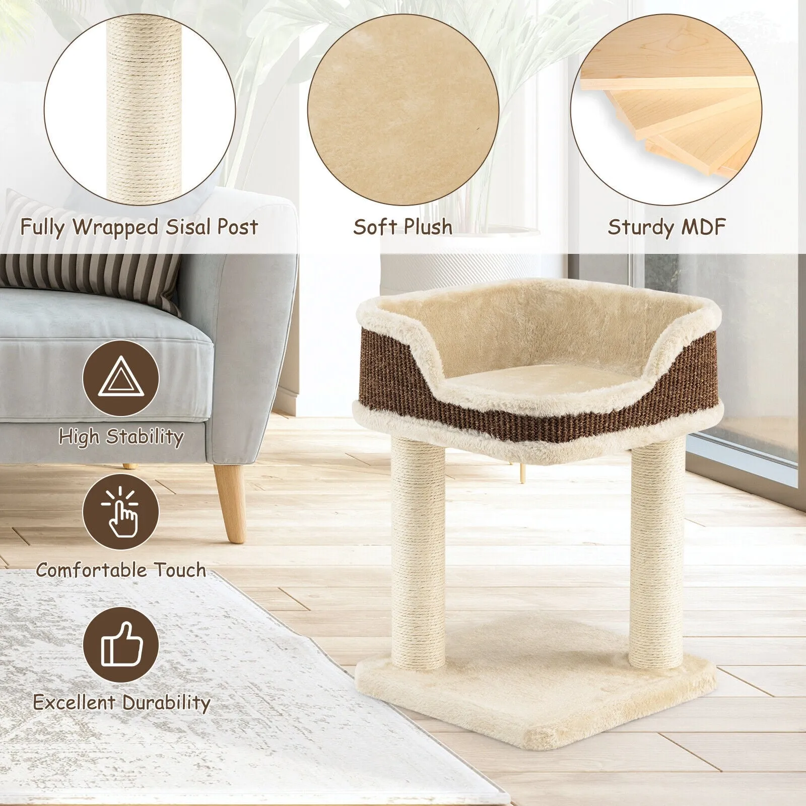 16"  Multi-Level Cat Tree - Beige