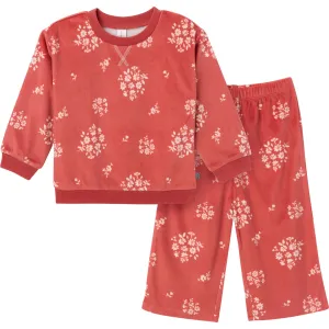 2-Piece Infant & Toddler Girls Red Bouquet Fleece Pajama Set