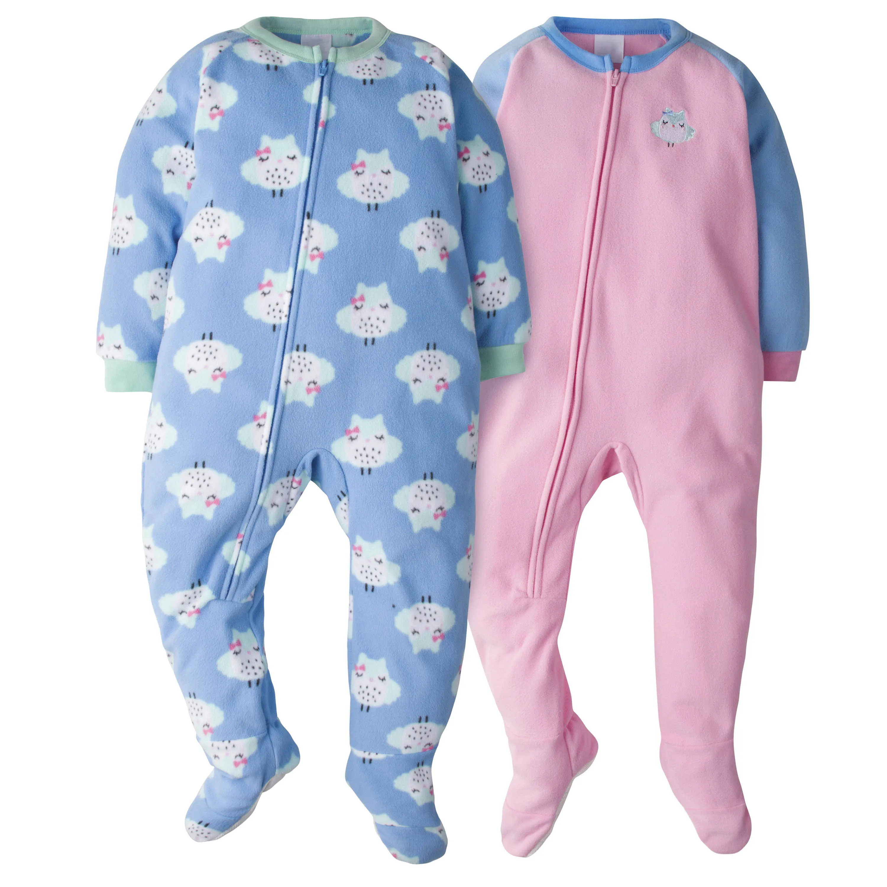 4-Pack Toddler Girls Fleece Pajamas - Clouds & Owls