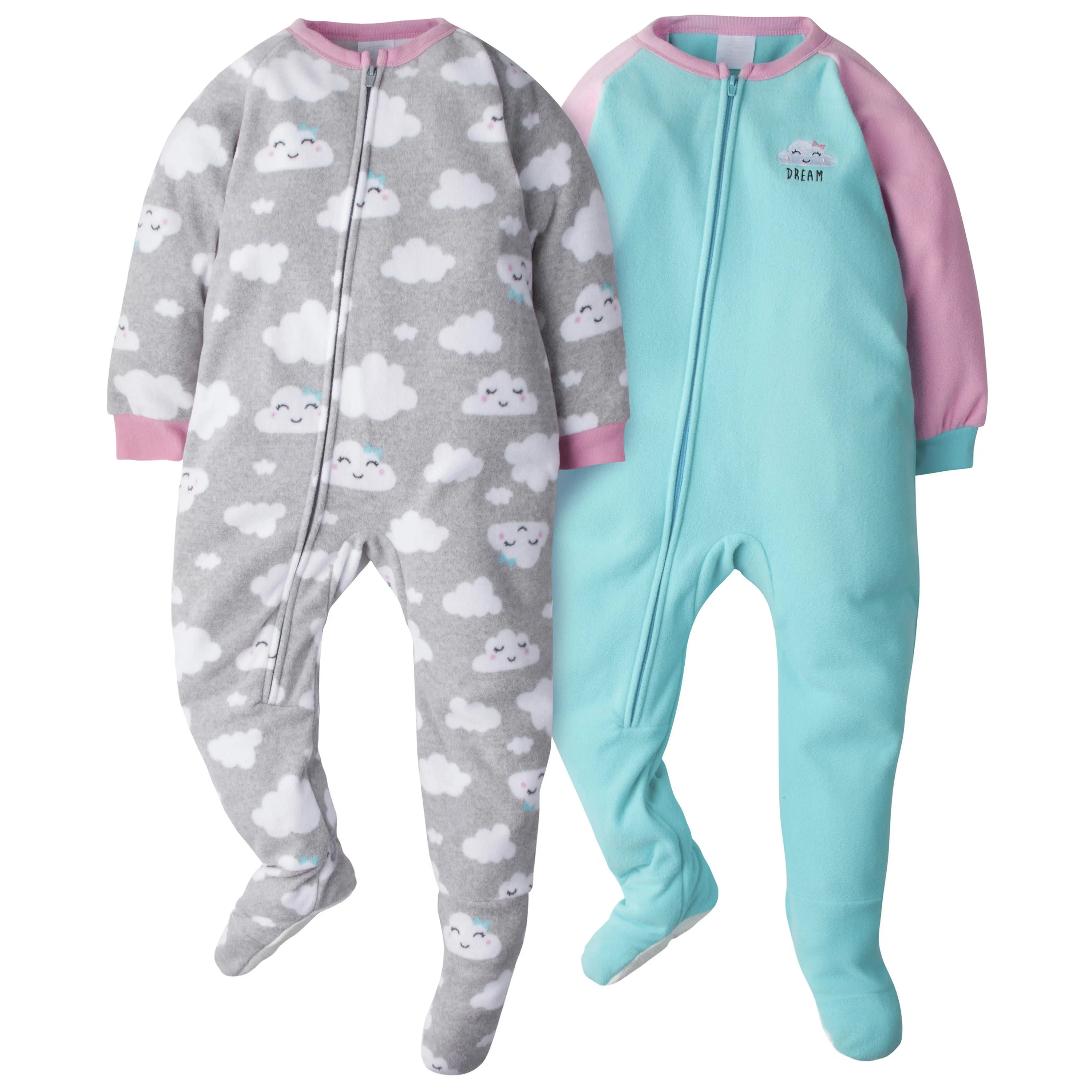 4-Pack Toddler Girls Fleece Pajamas - Clouds & Owls