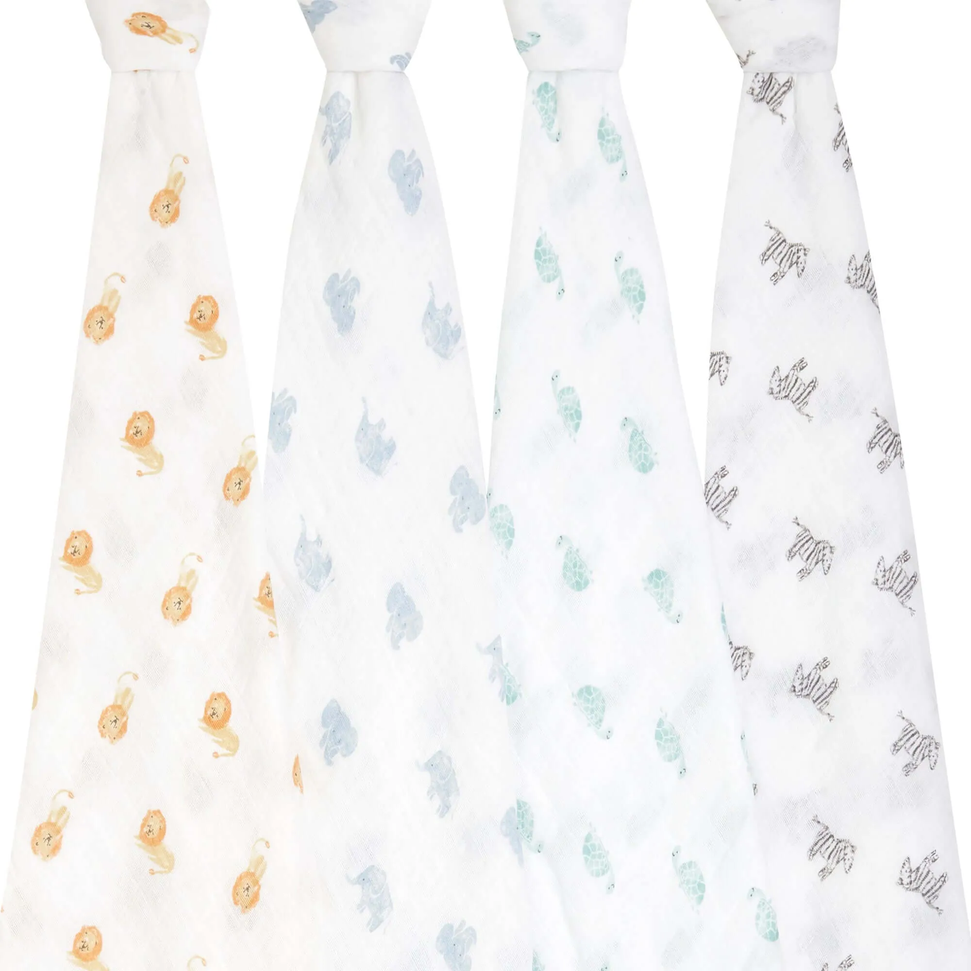 ADEN   ANAIS Organic Cotton Muslin Swaddle (4 Pk) - Animal Kingdom