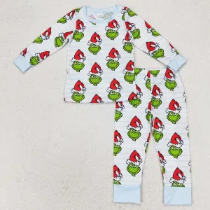 Baby Boys Pajamas Christmas Green Long Sleeve Top Pants Bamboo Pajamas Clothes Sets BLP0475