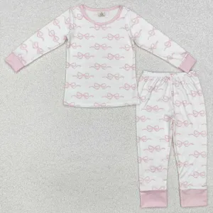 Baby Girls Pajamas Pink Bows Bamboo Pajamas Clothes Sets GLP2180