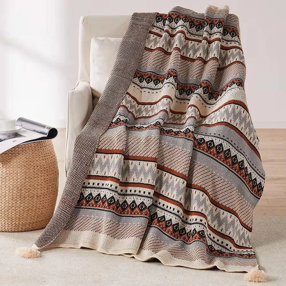 Bohemian Soft Tassel Knitted Blankets Plaid Tapestry