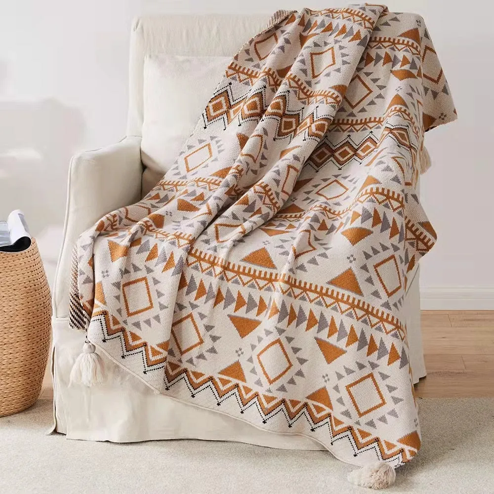 Bohemian Soft Tassel Knitted Blankets Plaid Tapestry