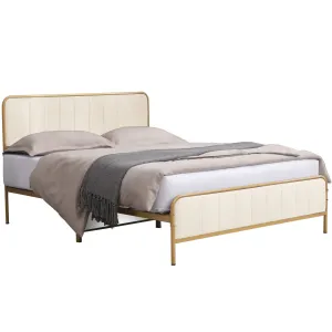 Cecer Metal Platform Bed Frame with Dutch Velvet Headboard