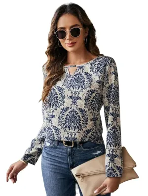 Chic Collarless Long Sleeve Top