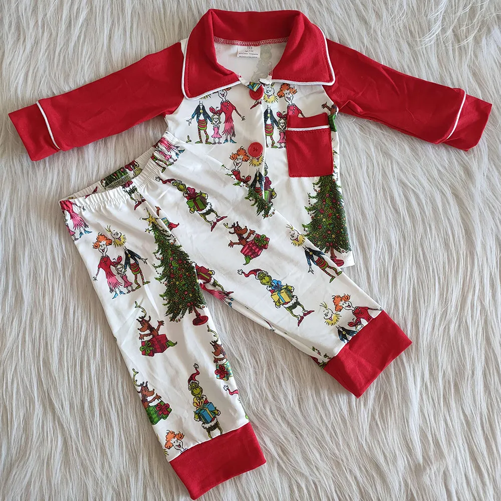 Christmas Girls Pajamas Set Boutique Baby Kids Girls Nightwear 6 A11-29