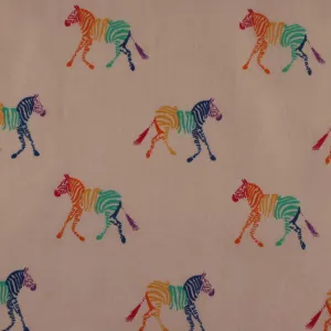 Cotton Blends Polycotton Prints Childrens And Animal Prints Rainbow Zebra Beige