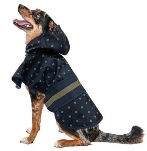 Fashion Pet Polka Dot Dog Raincoat Navy - Large