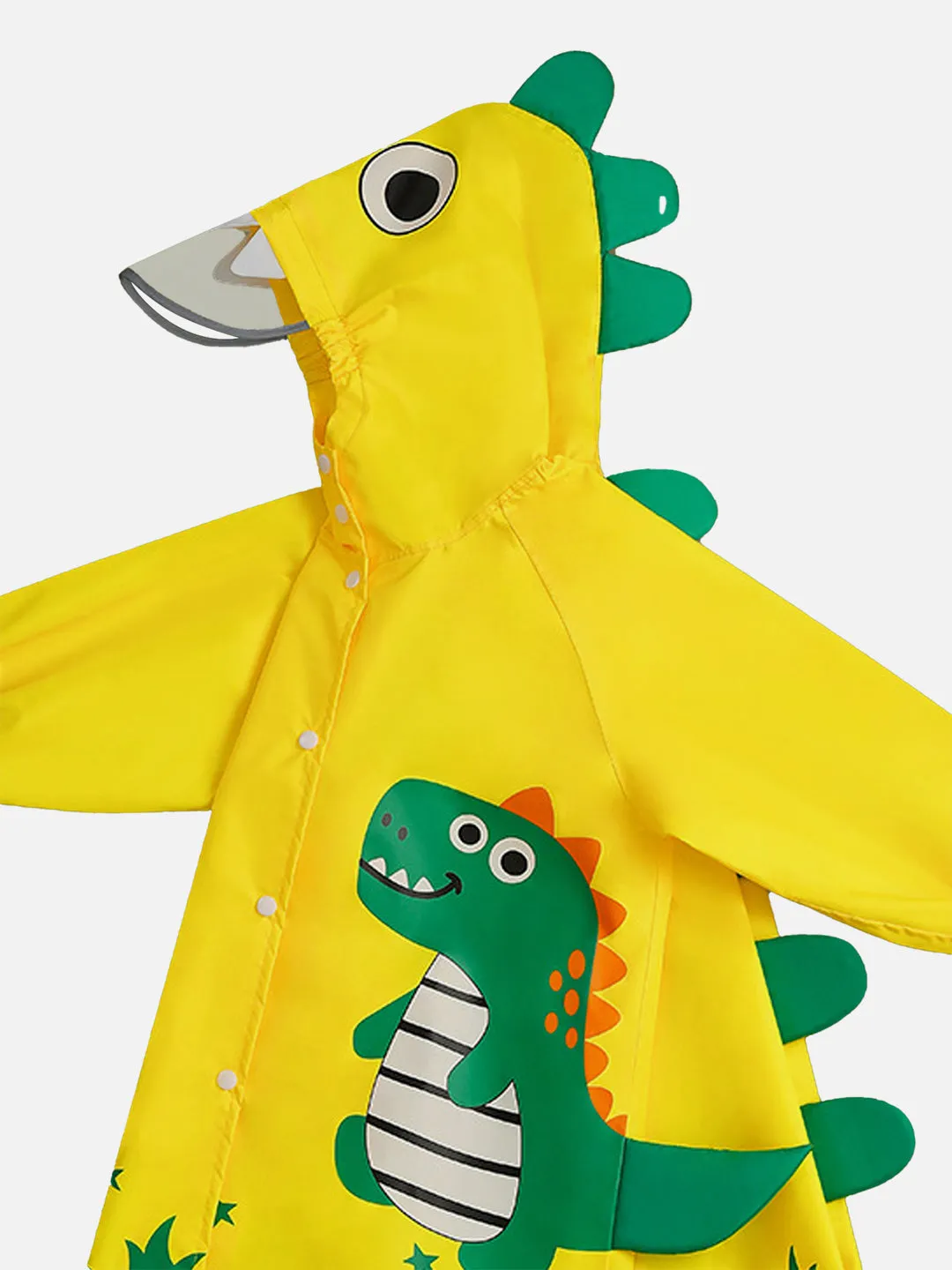 Fluorescent Yellow Dino Park Raincoat for Kids and Toddlers