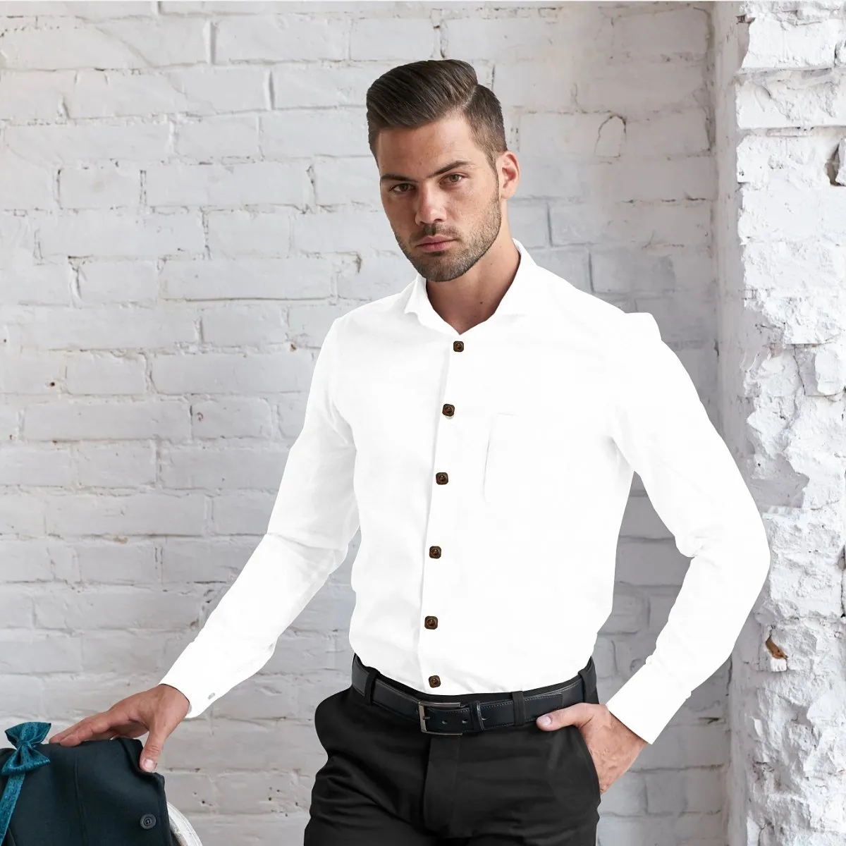 Hemploom - Classic Hemp & Bamboo Shirt in Solid White