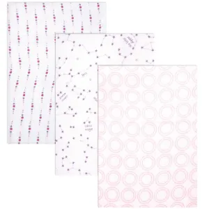 Hudson Baby Cotton Muslin Swaddle Blankets, Pink Constellation