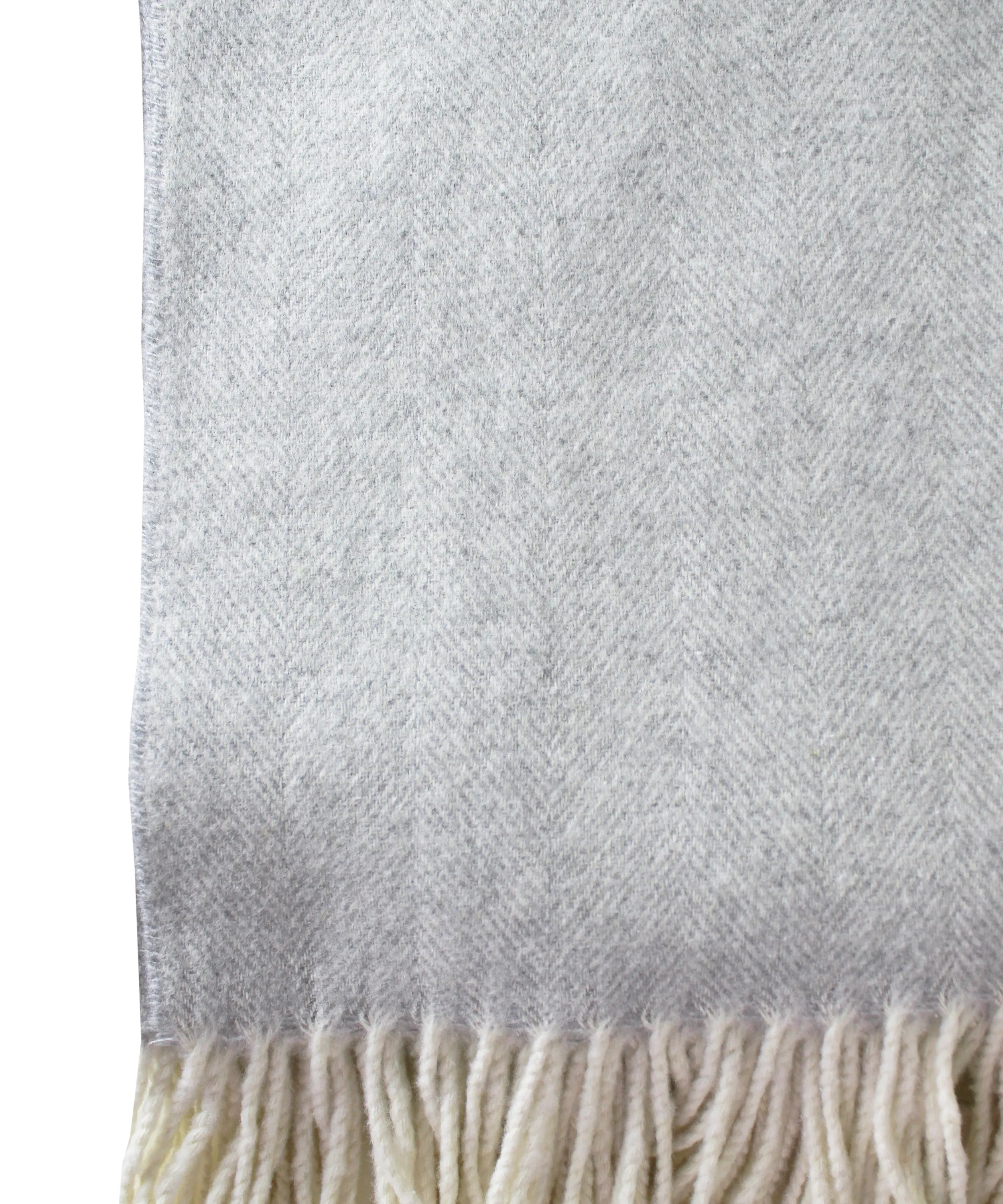 Italian Herringbone Throw Blanket, Light Gray