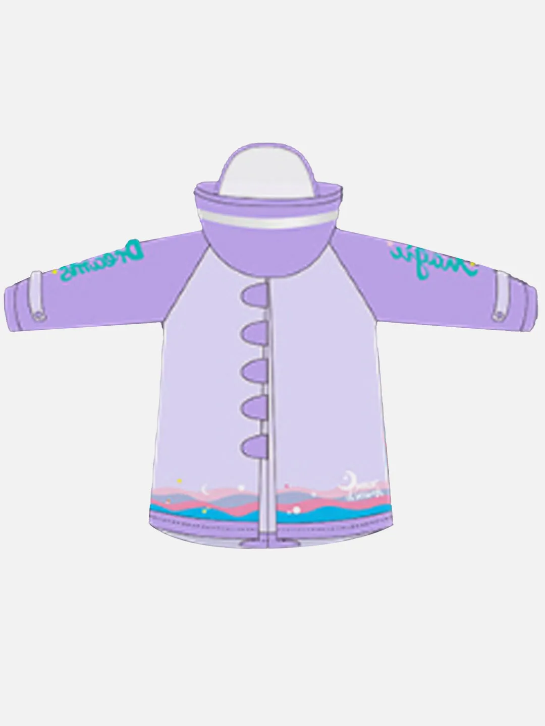 LITTLE SURPRISE BOX 3d Unicorn Lilac Sleeves & Hood Knee Length Raincoat for Kids