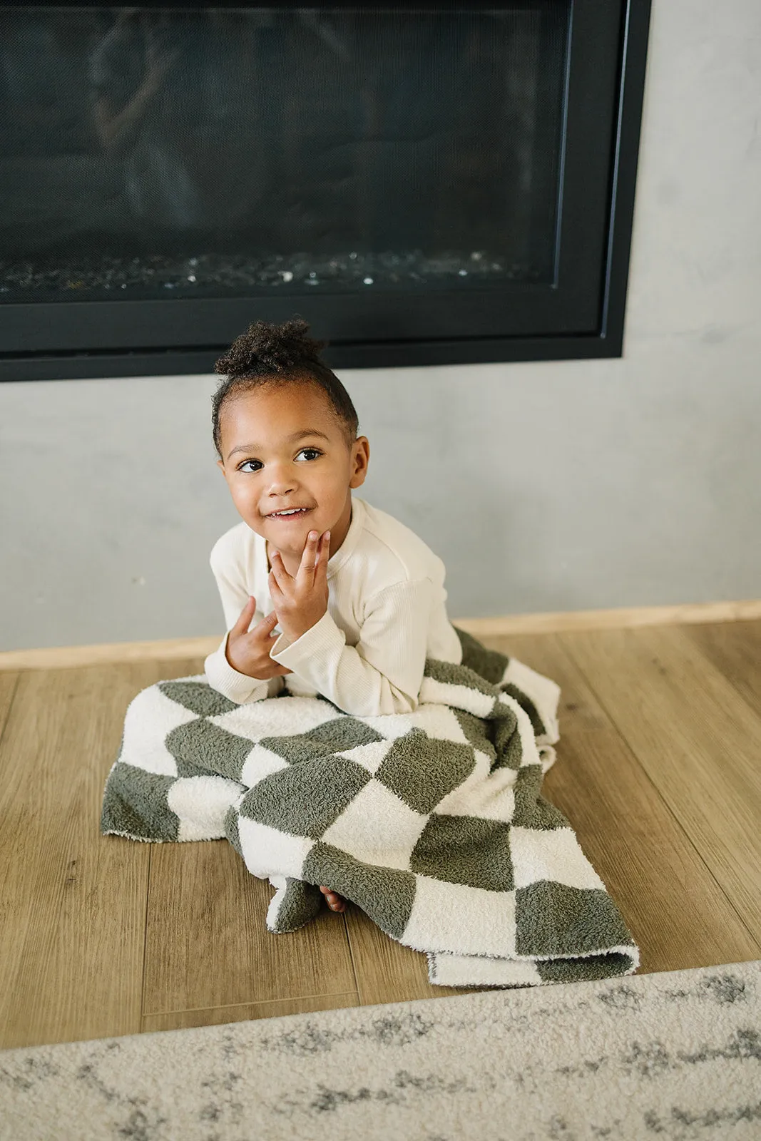 Mebie Baby Plush Blanket - Green Checkered