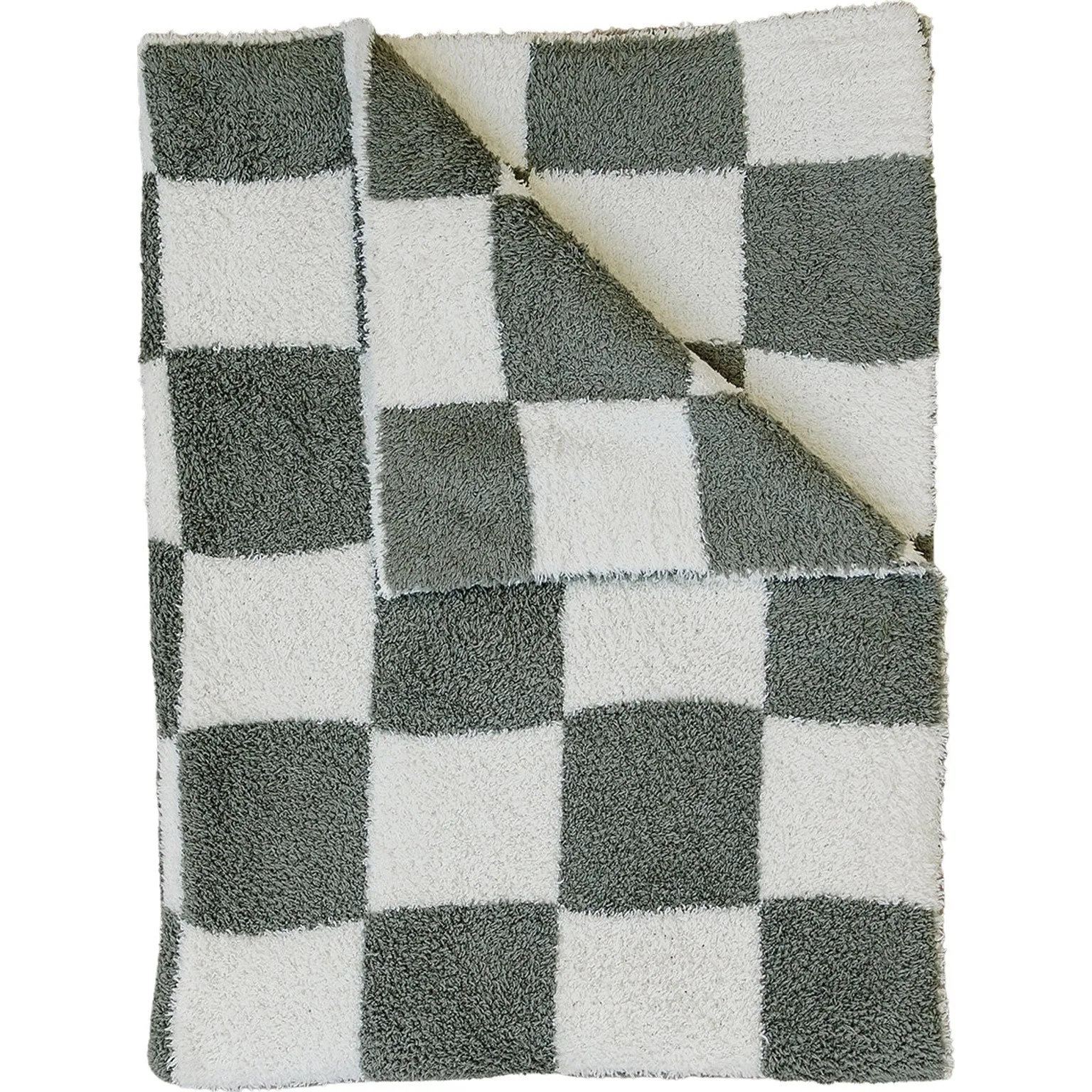 Mebie Baby Plush Blanket - Green Checkered