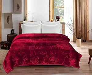 SAPPHO Soft Double Bed Blanket Mink Blanket for Heavy Winter Ac Solid Double Bed Blanket Super Soft Light Winter Blanket Travel Mink Blanket (Maroon), Lightweight.LMI17