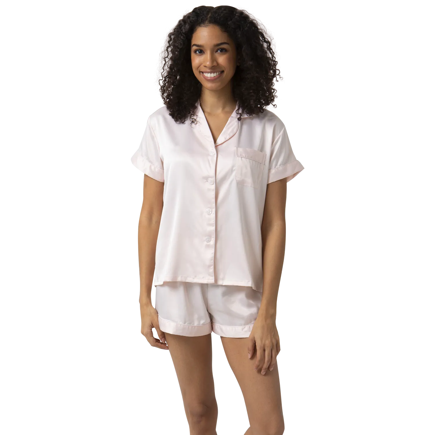 Short Satin Pajamas Set- Front&Back Design