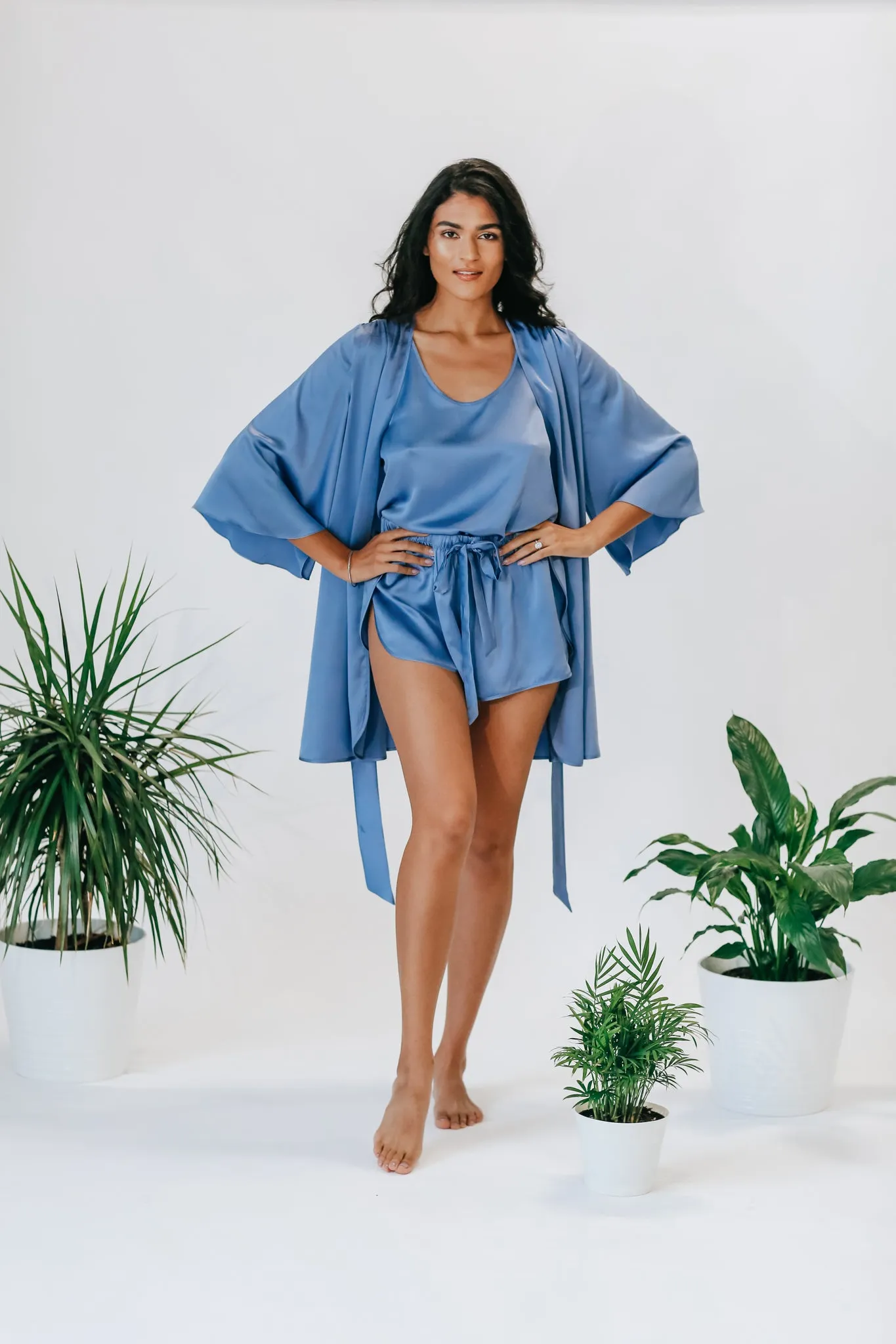 Silk Sleepwear Set - Angelite Blue