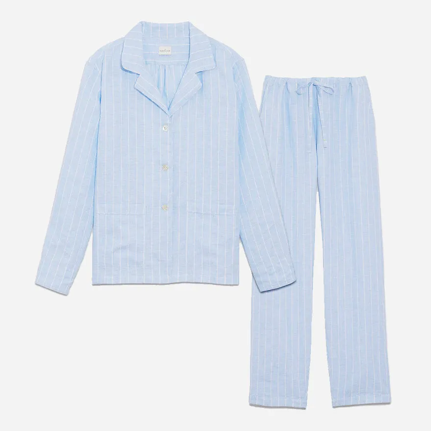 Striped Linen Long PJ Set