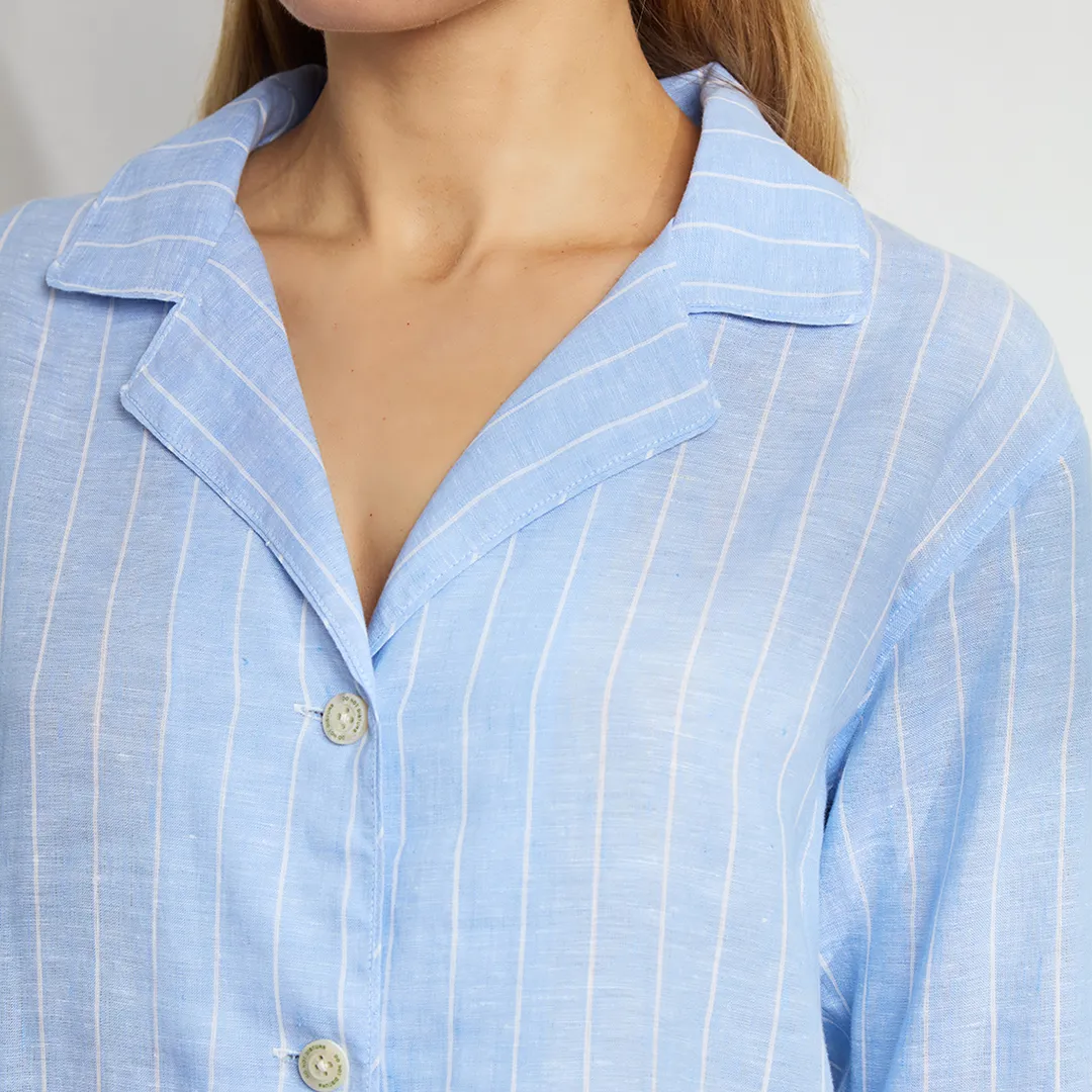 Striped Linen Long PJ Set