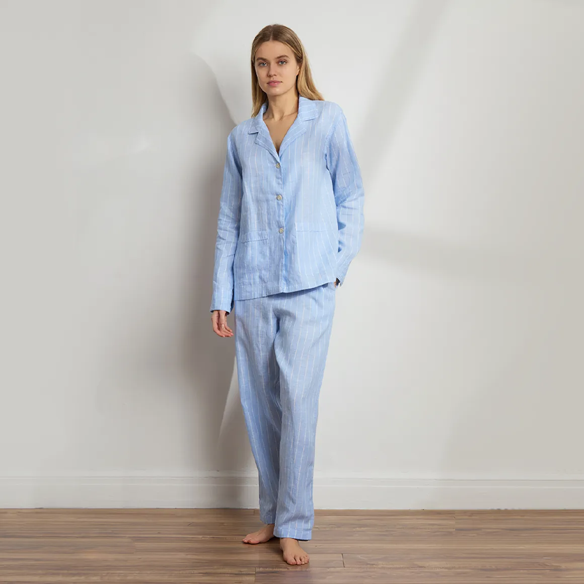 Striped Linen Long PJ Set