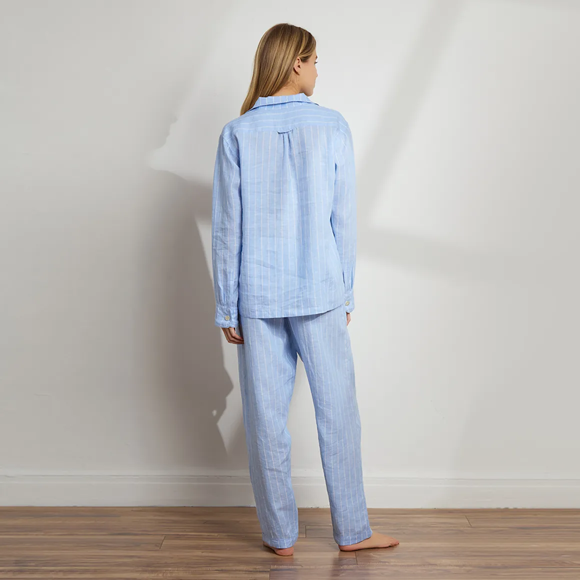 Striped Linen Long PJ Set