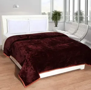 Tisha Cotton Blanket for Double Bed Mink Kambal Super Soft Ultra Warm for AC Room Single kmbl Made in Panipat Wine 255x2300 CM