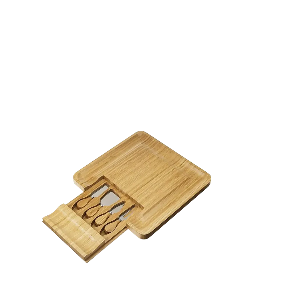 Twine Living Co. Four Piece Bamboo Cheese Board and Knife Set