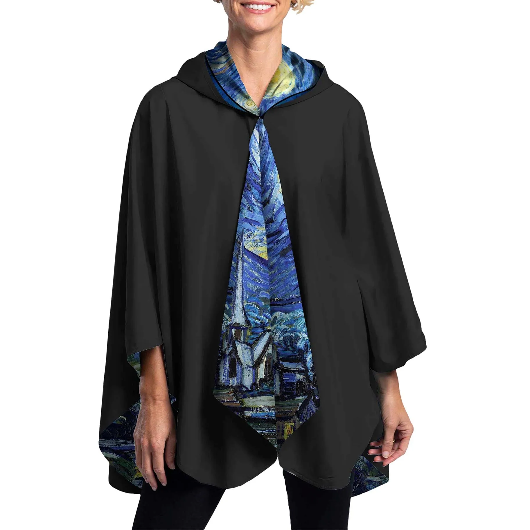 van Gogh Starry Night Womens Rain Cape - Rainproof Breathable Rain Poncho