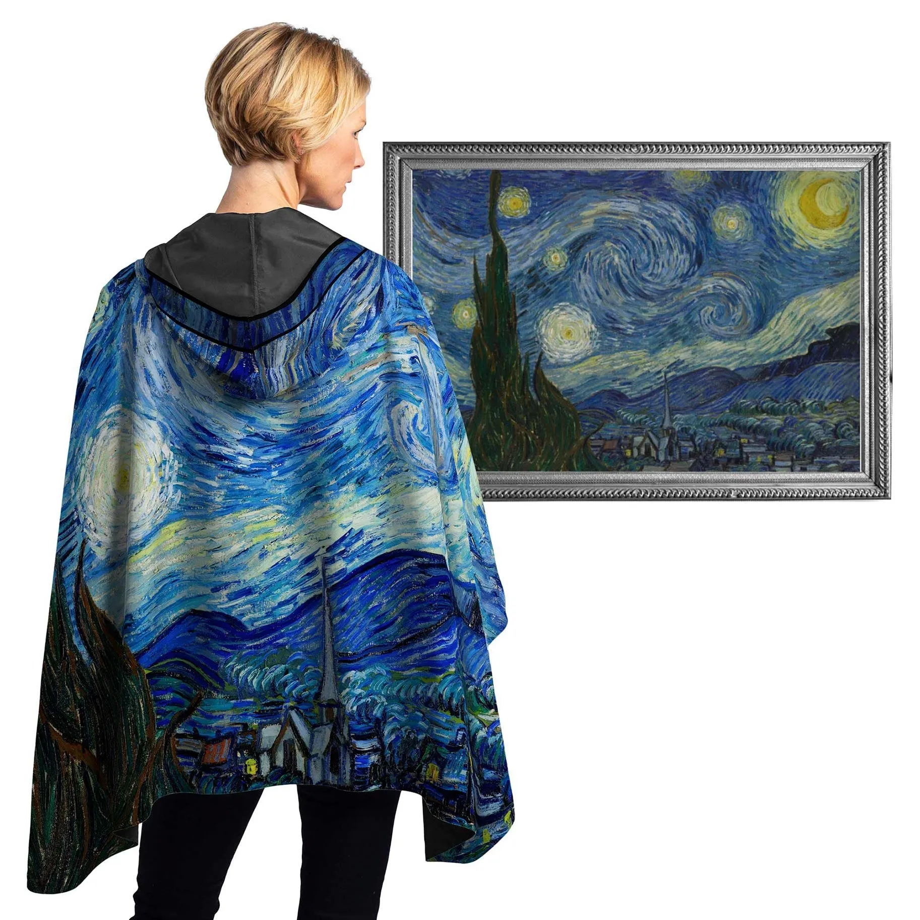 van Gogh Starry Night Womens Rain Cape - Rainproof Breathable Rain Poncho