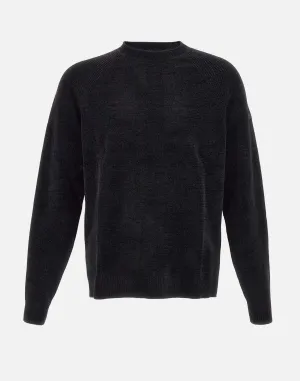 Velvet Effect Black Chenille Sweater